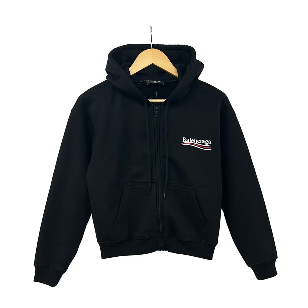 Balenciaga Hoodie S Black Long Sleeve Embroidery Zip