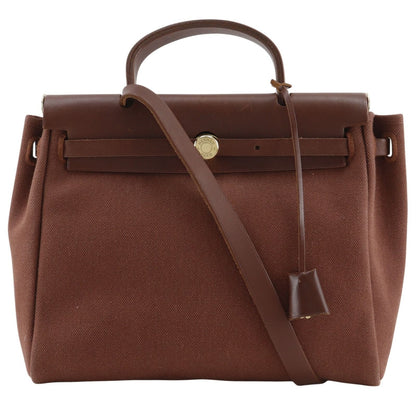 Hermes Herbag PM 2-Way Shoulder Toile GM Beige Brown Handbag