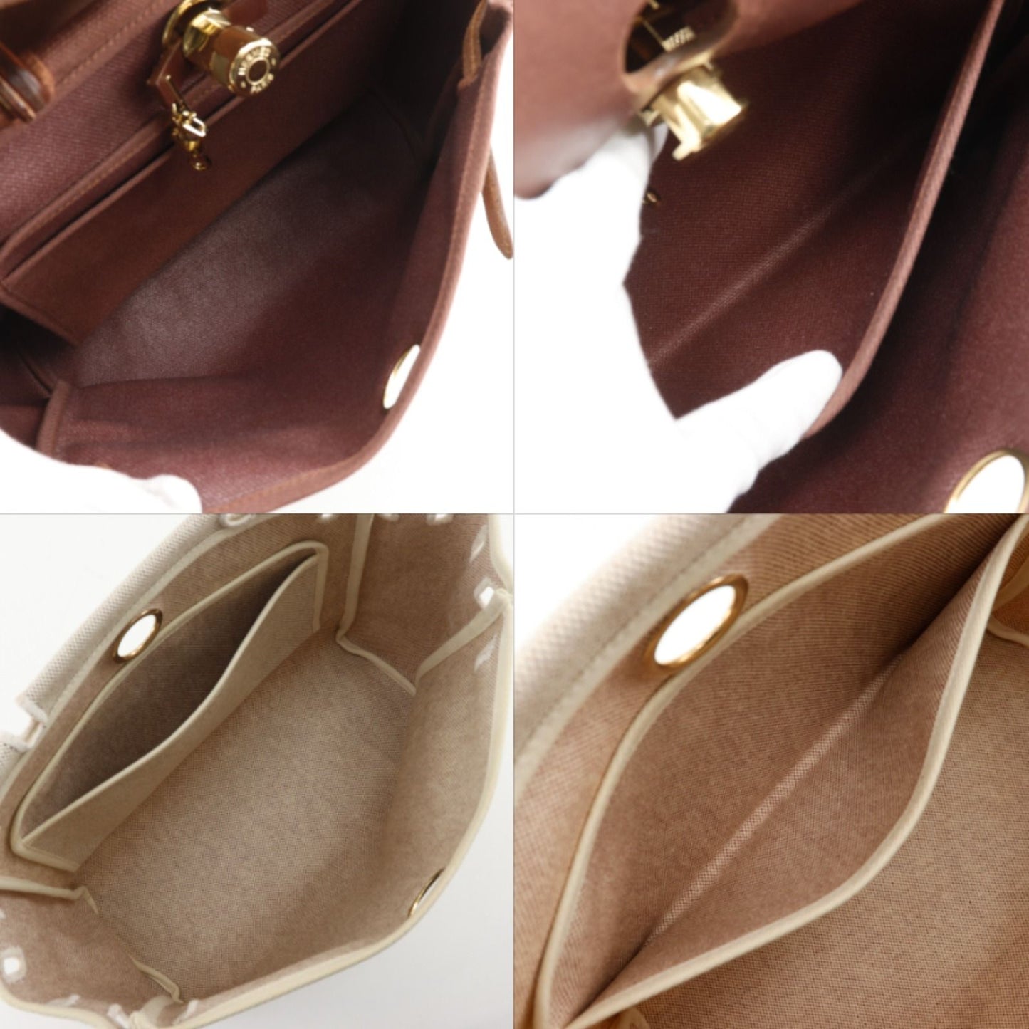 Hermes Herbag PM 2-Way Shoulder Toile GM Beige Brown Handbag — view 6