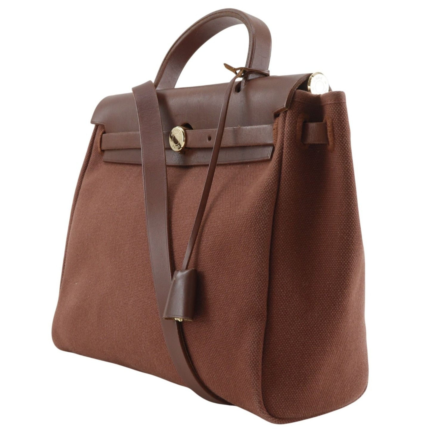 Hermes Herbag PM 2-Way Shoulder Toile GM Beige Brown Handbag — view 2