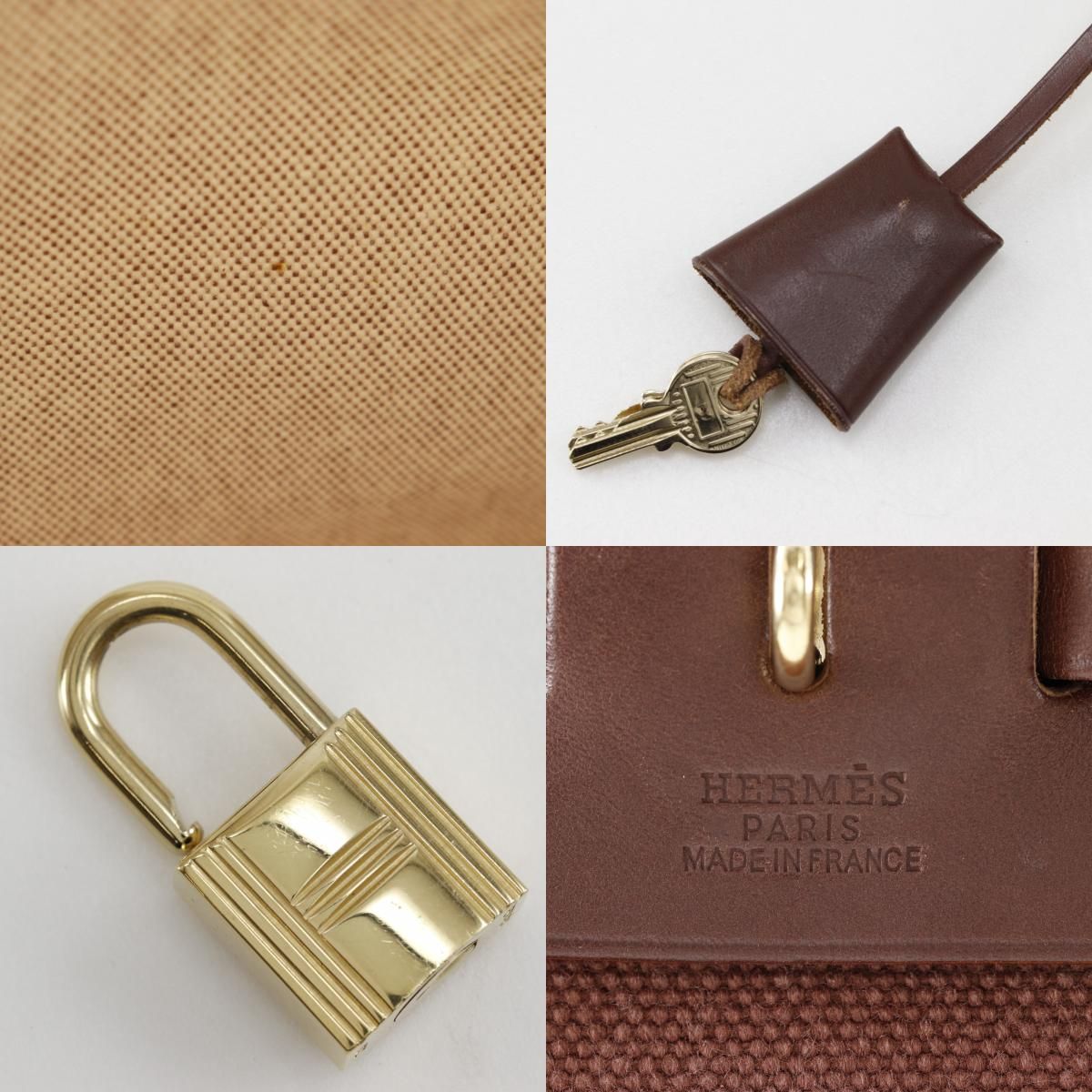 Hermes Herbag PM 2-Way Shoulder Toile GM Beige Brown Handbag — view 9