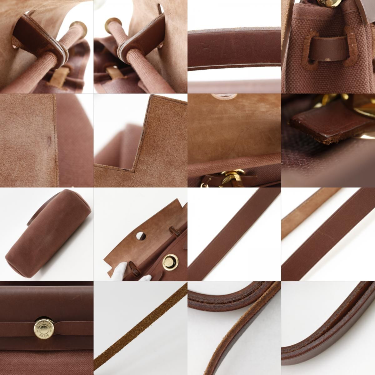 Hermes Herbag PM 2-Way Shoulder Toile GM Beige Brown Handbag — view 7