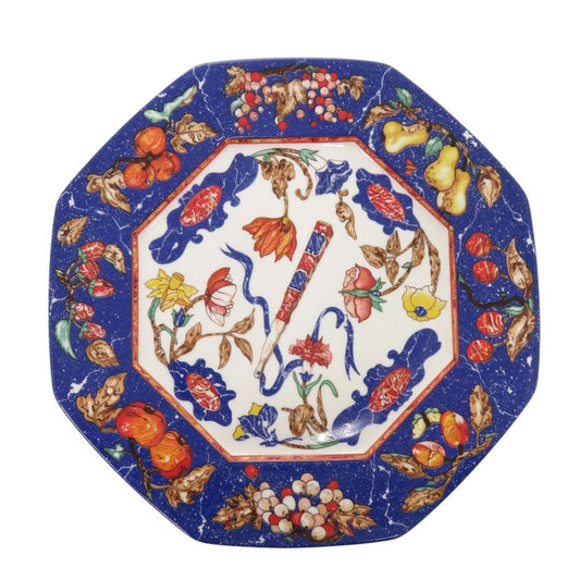 Hermes Pierre Dorian Edoccitane Octagonal Plate Porcelain Blue Tableware