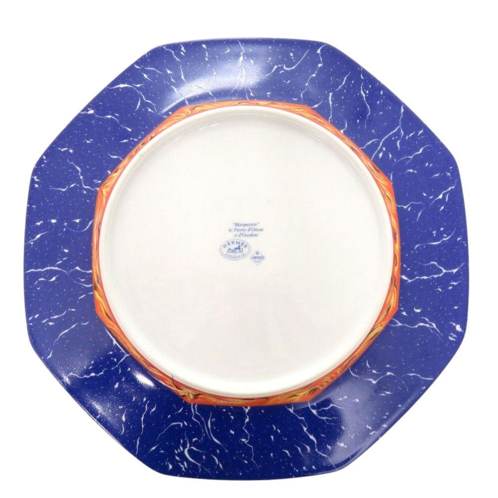 Hermes Pierre Dorian Edoccitane Octagonal Plate Porcelain Blue Tableware — view 2