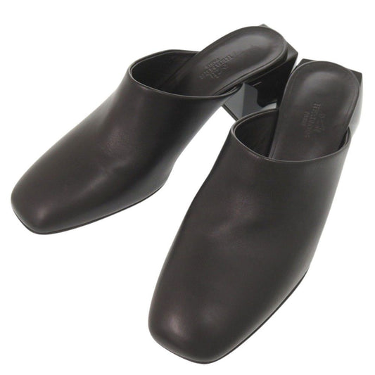 Hermes Christie 38 Leather Black Sandals
