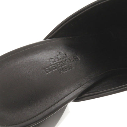Hermes Christie 38 Leather Black Sandals — view 8