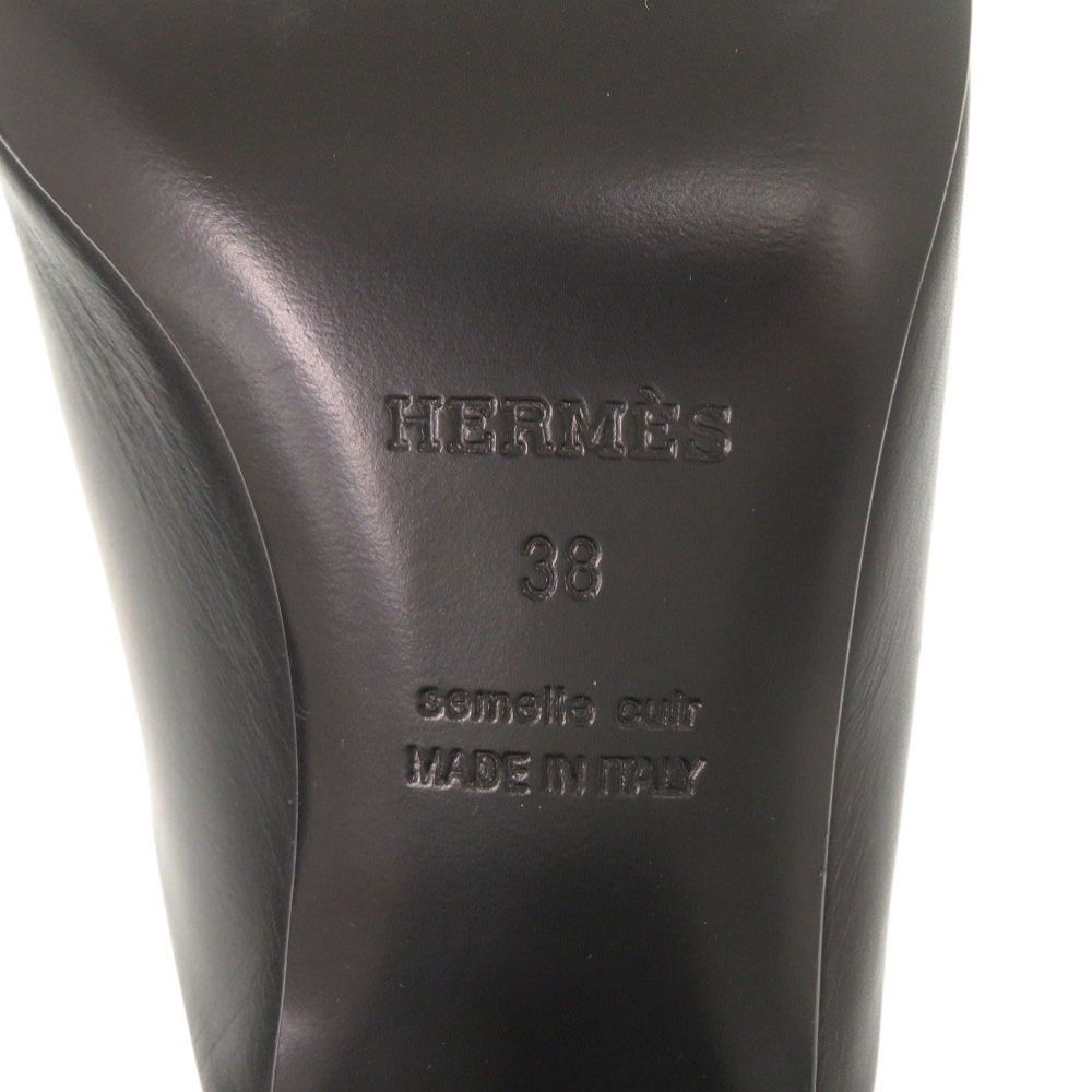 Hermes Christie 38 Leather Black Sandals — view 7