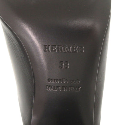 Hermes Christie 38 Leather Black Sandals — view 7