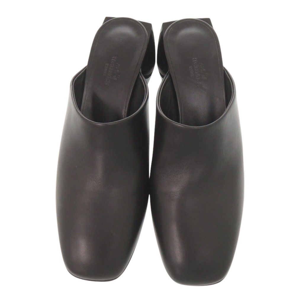 Hermes Christie 38 Leather Black Sandals — view 2