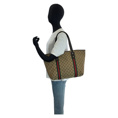 Gucci Sherry Line Beige Brown Gold GG Canvas Tote Shoulder — view 7
