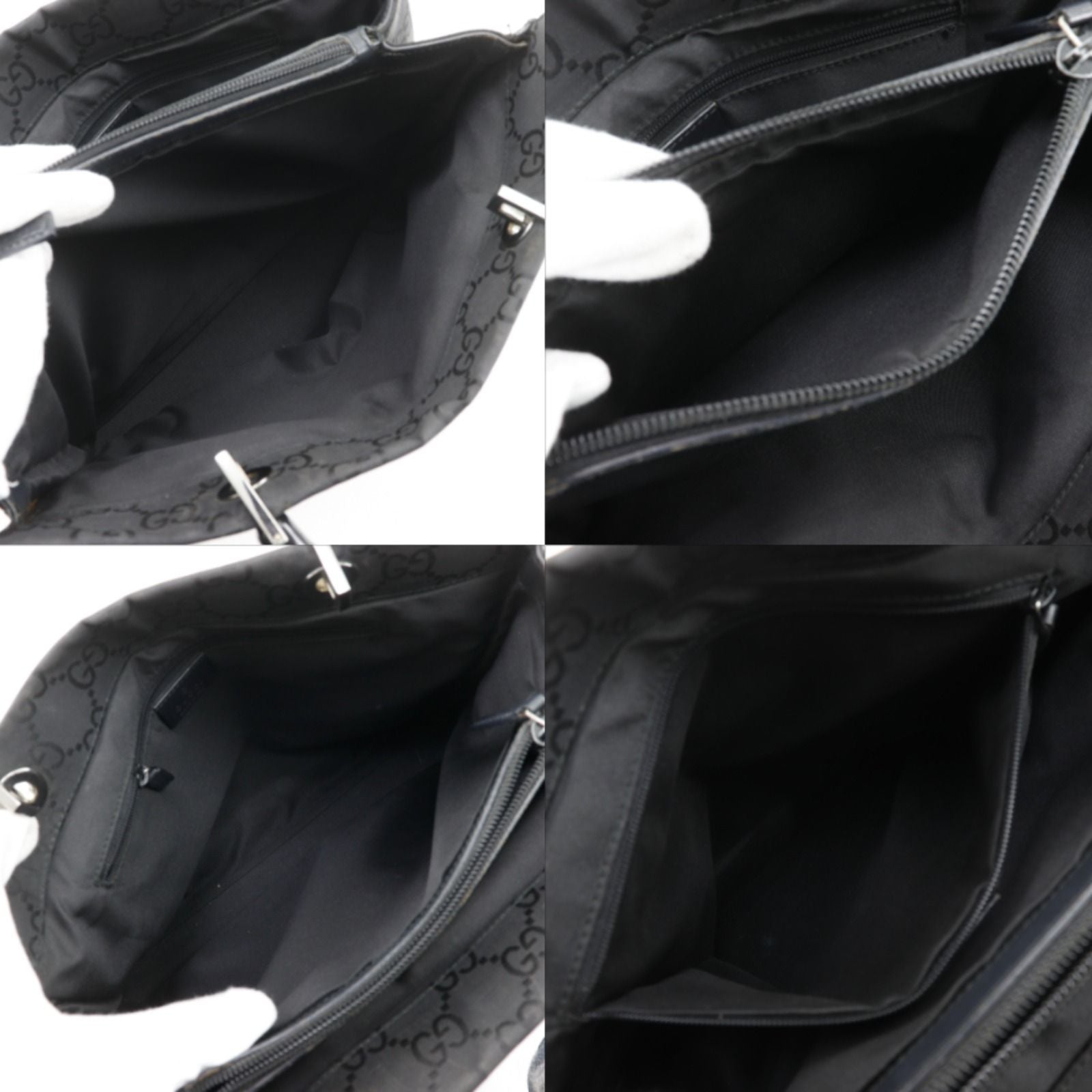 Gucci GG Tote Bamboo Nylon Canvas Black Handbag — view 6