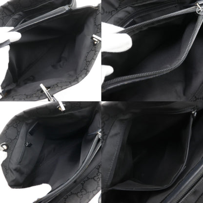 Gucci GG Tote Bamboo Nylon Canvas Black Handbag — view 6