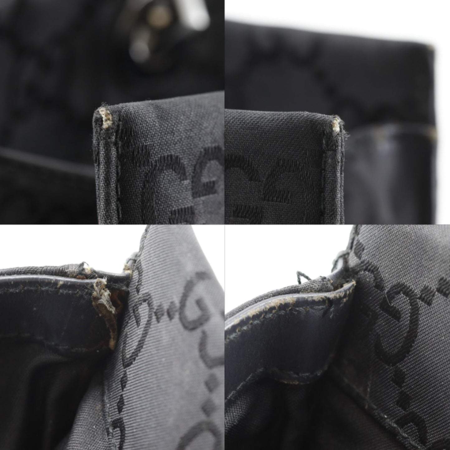 Gucci GG Tote Bamboo Nylon Canvas Black Handbag — view 8