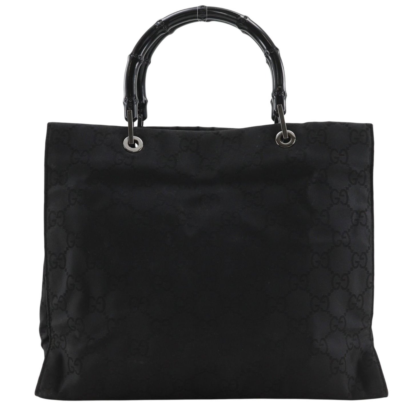 Gucci GG Tote Bamboo Nylon Canvas Black Handbag
