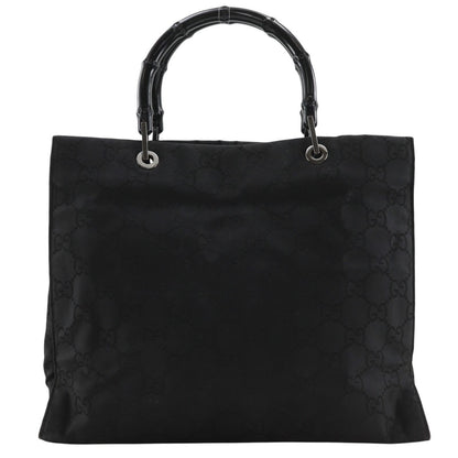 Gucci GG Tote Bamboo Nylon Canvas Black Handbag