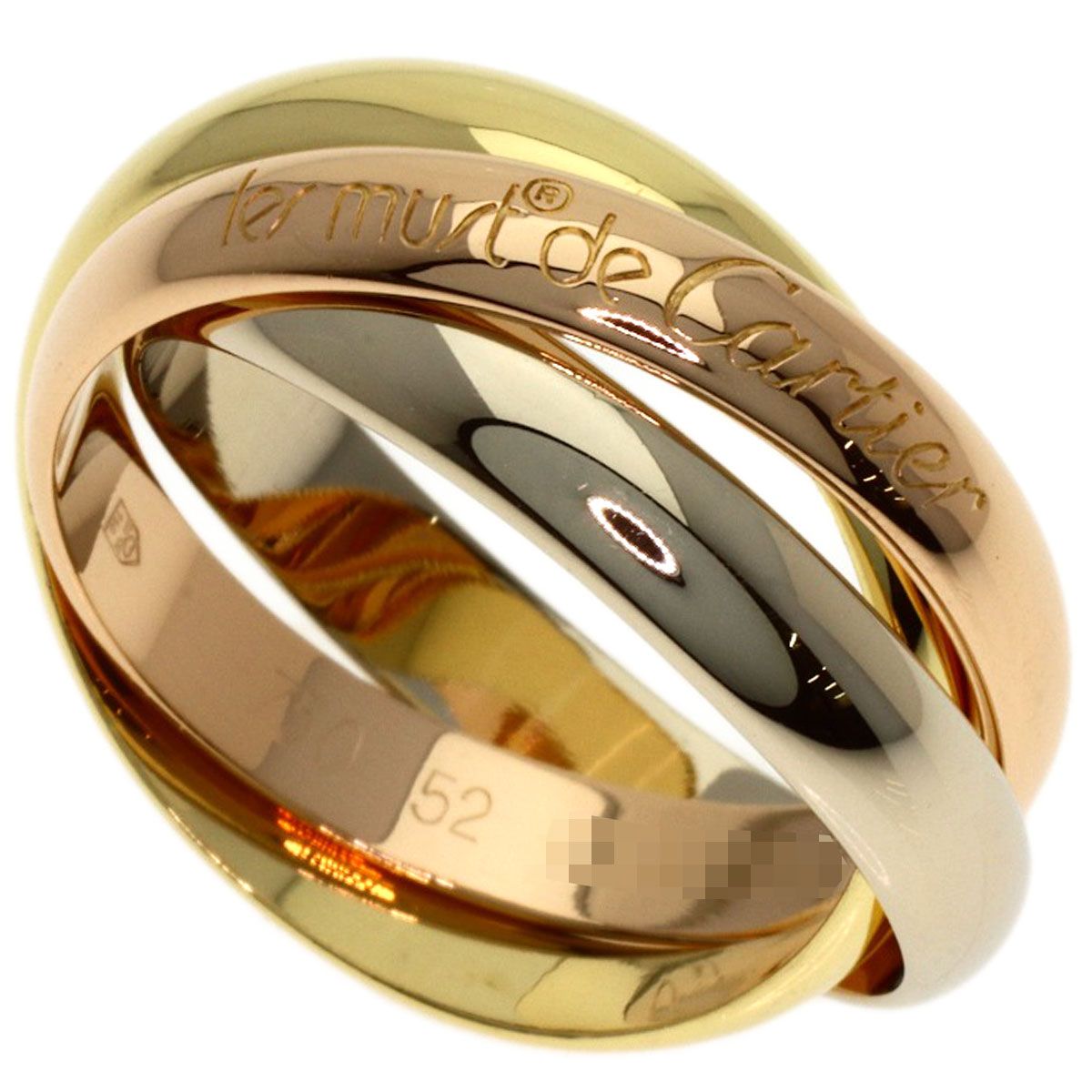 Cartier Trinity 52 Ring 18k Yellow Gold 18k White Pink