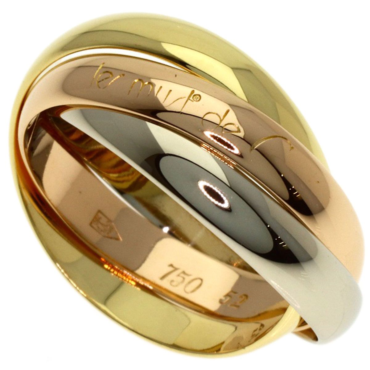 Cartier Trinity 52 Ring 18k Yellow Gold 18k White Pink