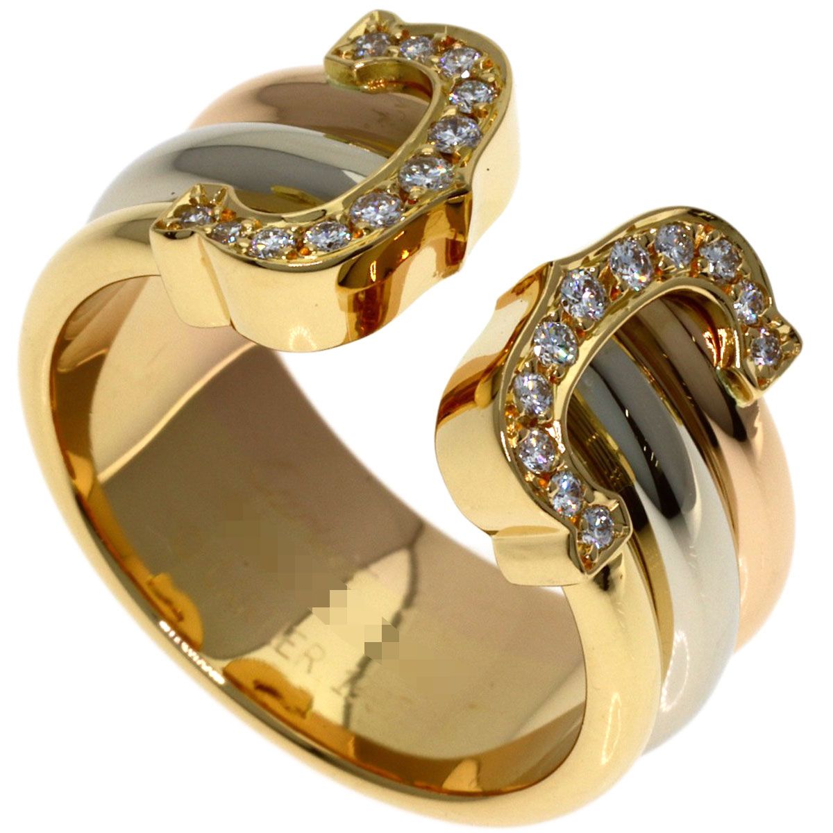 Cartier 2C Ring LM Diamond 49 18k Yellow Gold 18k White Pink
