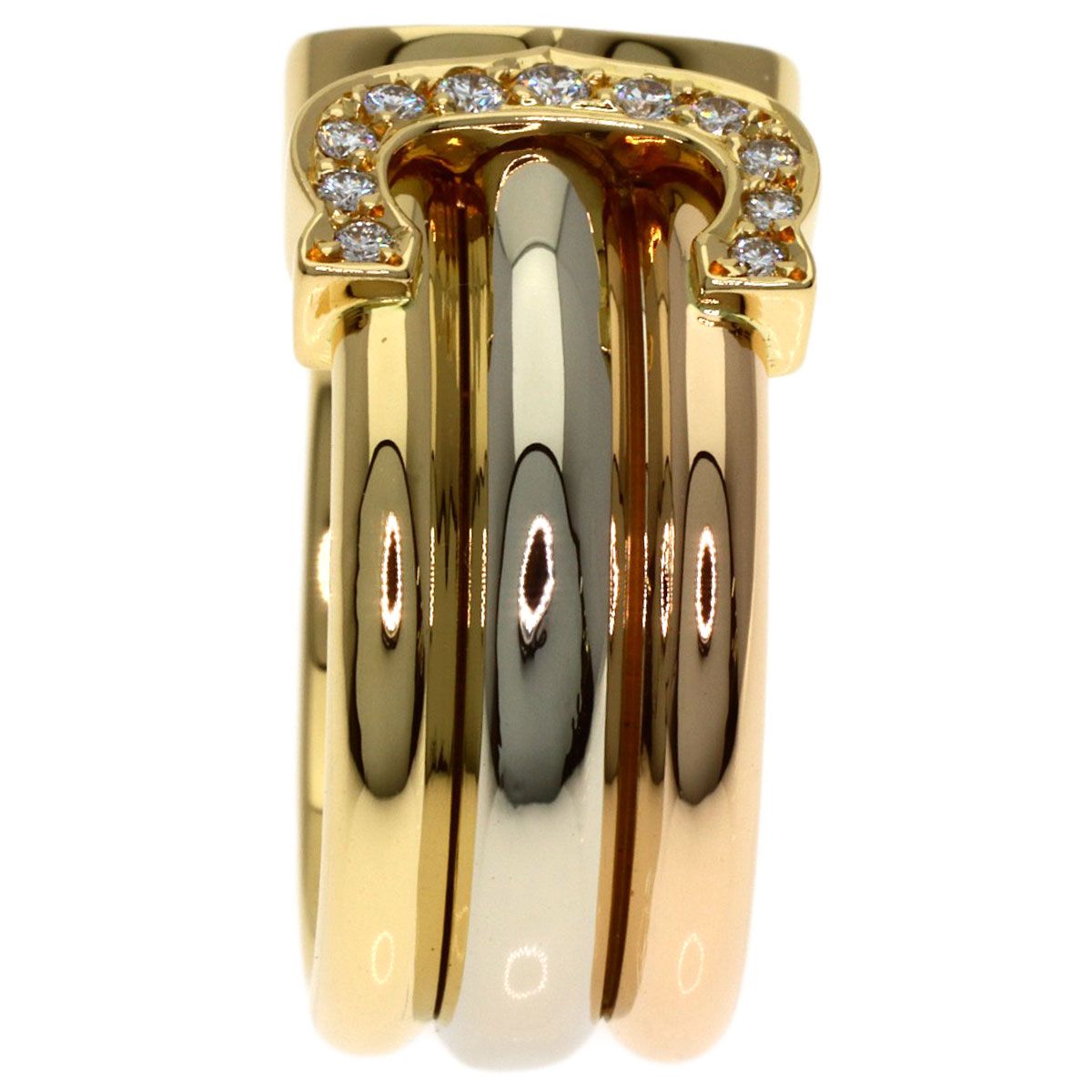 Cartier 2C Ring LM Diamond 49 18k Yellow Gold 18k White Pink — view 3