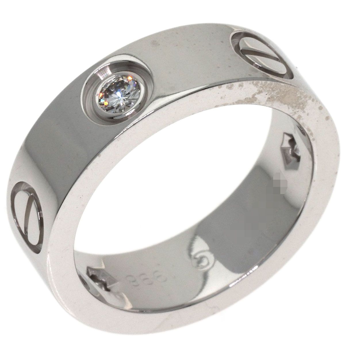 Cartier Love Ring Half Diamond 47 18k White Gold — view 2