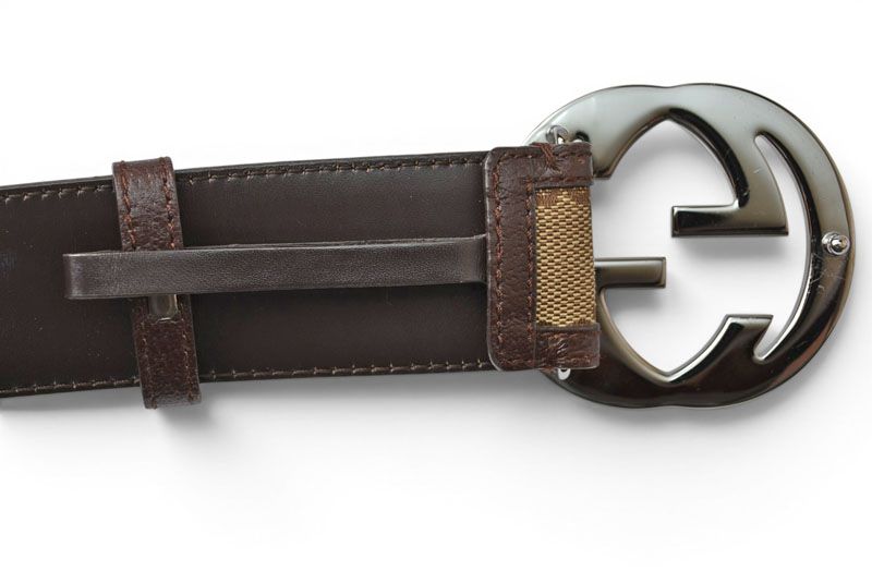 Gucci Belt GG Buckle Brown Beige 85 — view 5