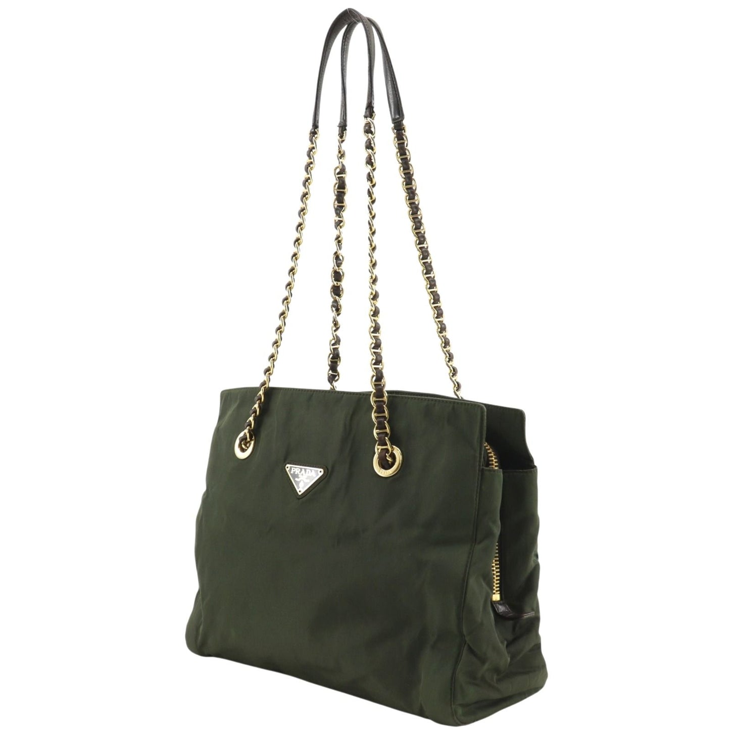 Prada Chain Tote Shoulder Nylon Khaki — view 2