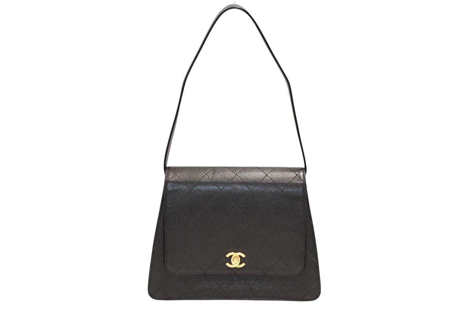 Chanel Wild Stitch Handbag Top Handle Lambskin Black Gold