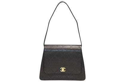 Chanel Wild Stitch Handbag Top Handle Lambskin Black Gold