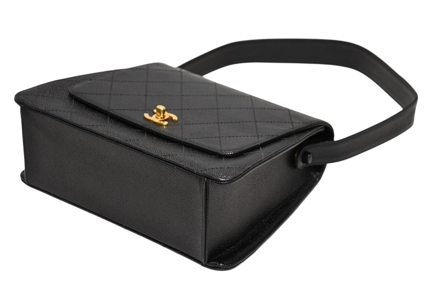 Chanel Wild Stitch Handbag Top Handle Lambskin Black Gold — view 6