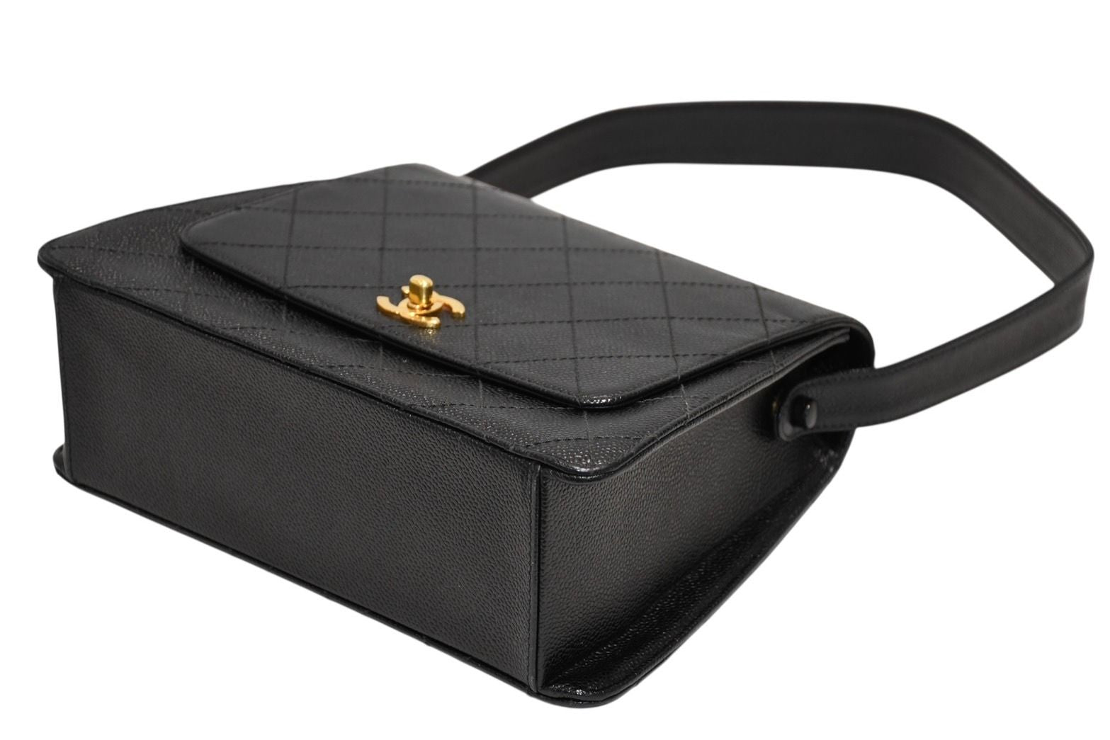 Chanel Wild Stitch Handbag Top Handle Lambskin Black Gold — view 6