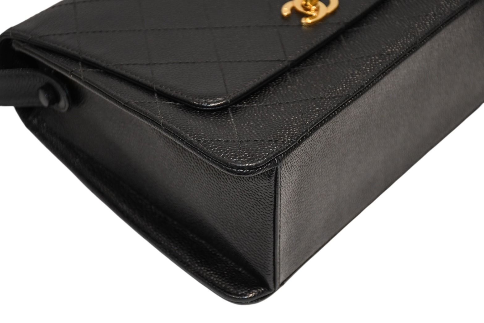 Chanel Wild Stitch Handbag Top Handle Lambskin Black Gold — view 7