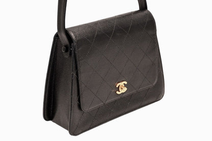 Chanel Wild Stitch Handbag Top Handle Lambskin Black Gold — view 3