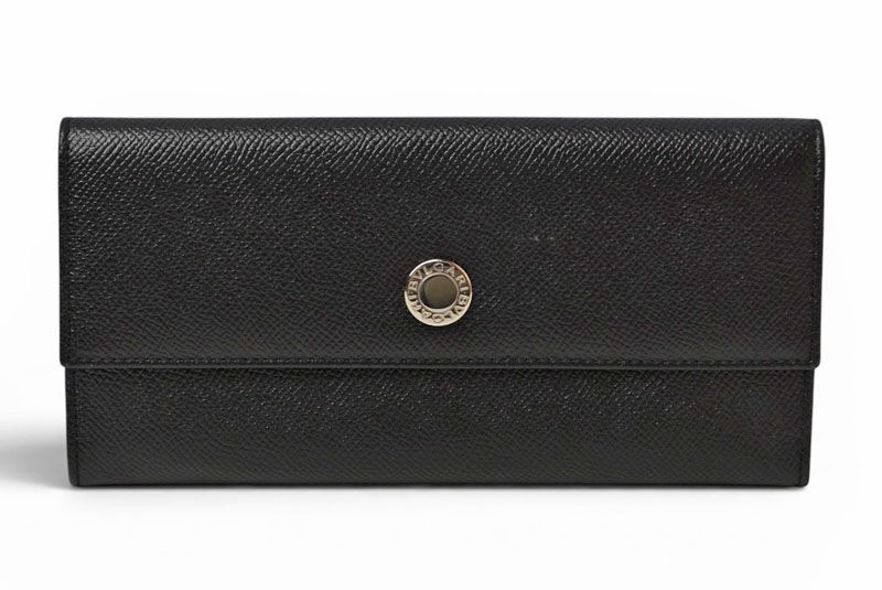 Bvlgari Classico Bifold Wallet Gray Leather Black Silver