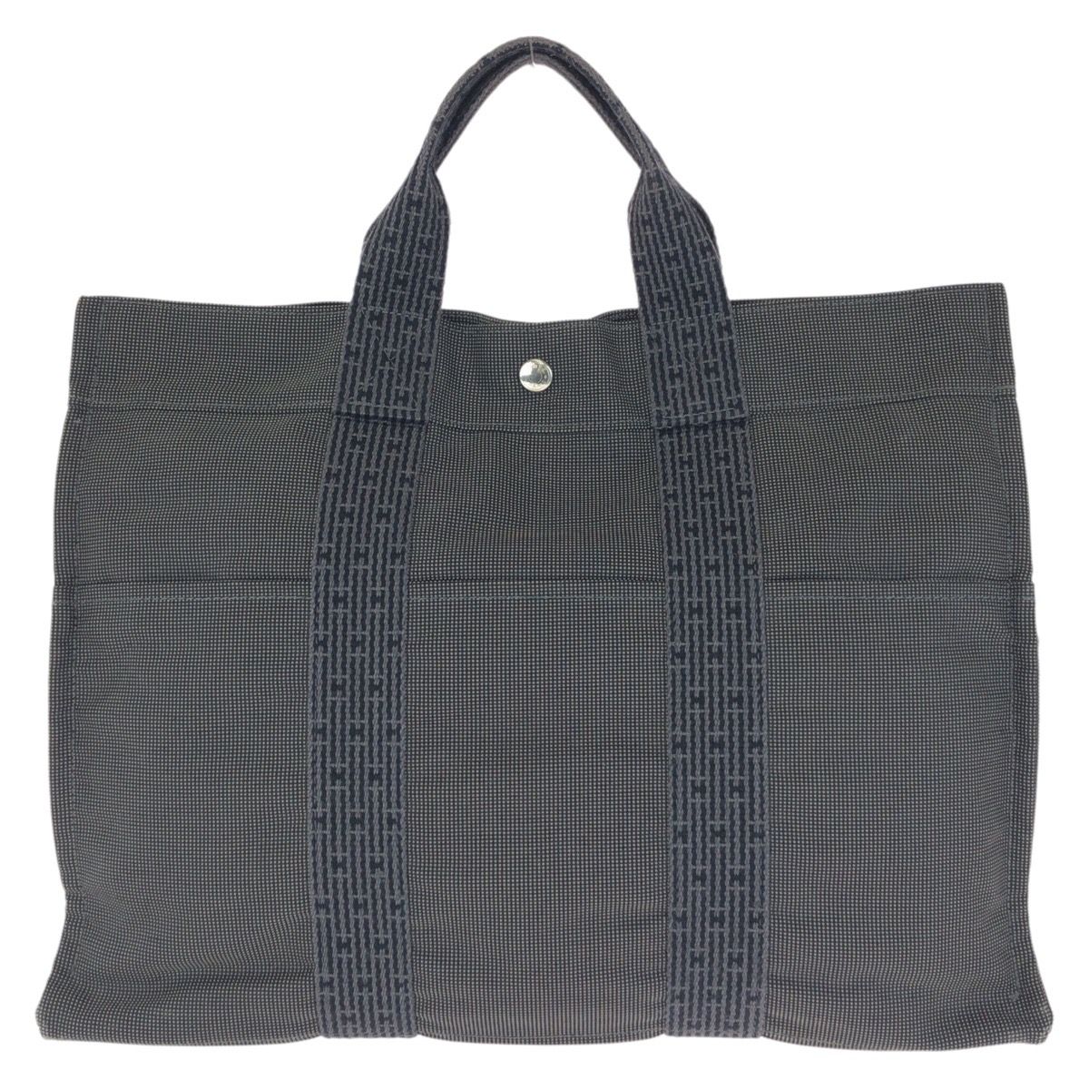 Hermes Her Line Gray Silver Polyamide Polyester Tote