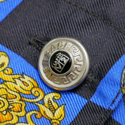 Versace Vintage Classic V2 Long Sleeve Shirt III M Baroque Check Total Silk — view 6