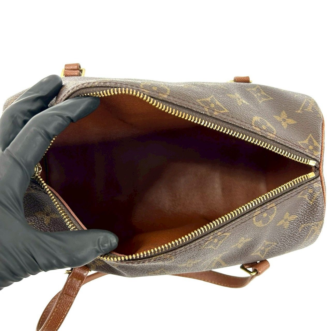Louis Vuitton Vintage Papillon 25 Monogram Leather Mini Boston Bag Brown — view 9