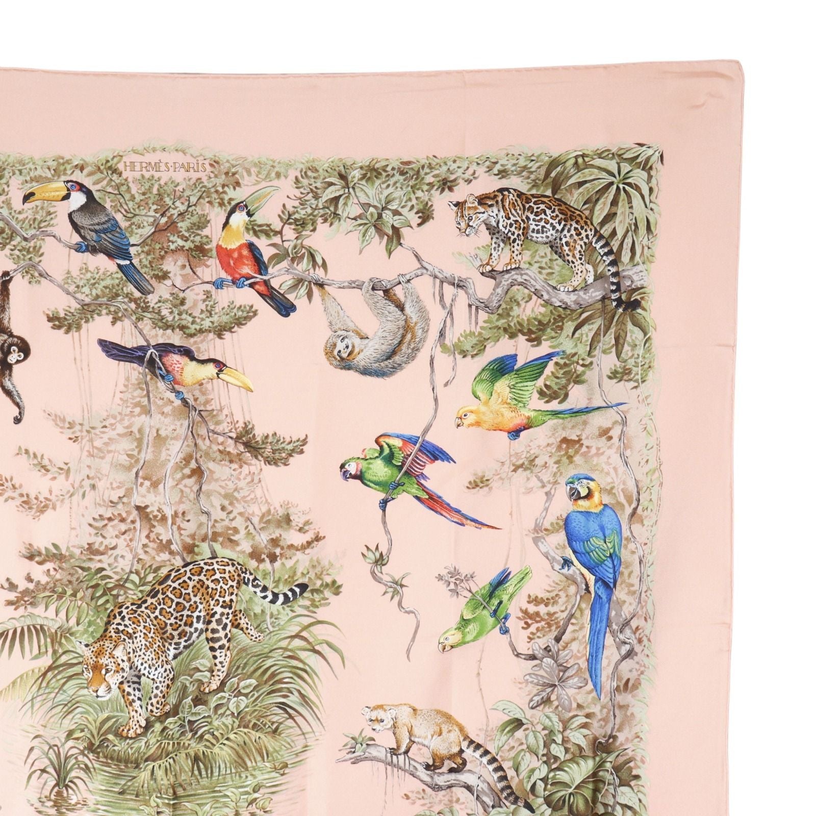 Hermes Carre 90 Equateur Red Directly Below the Road Silk Pink Scarf — view 3