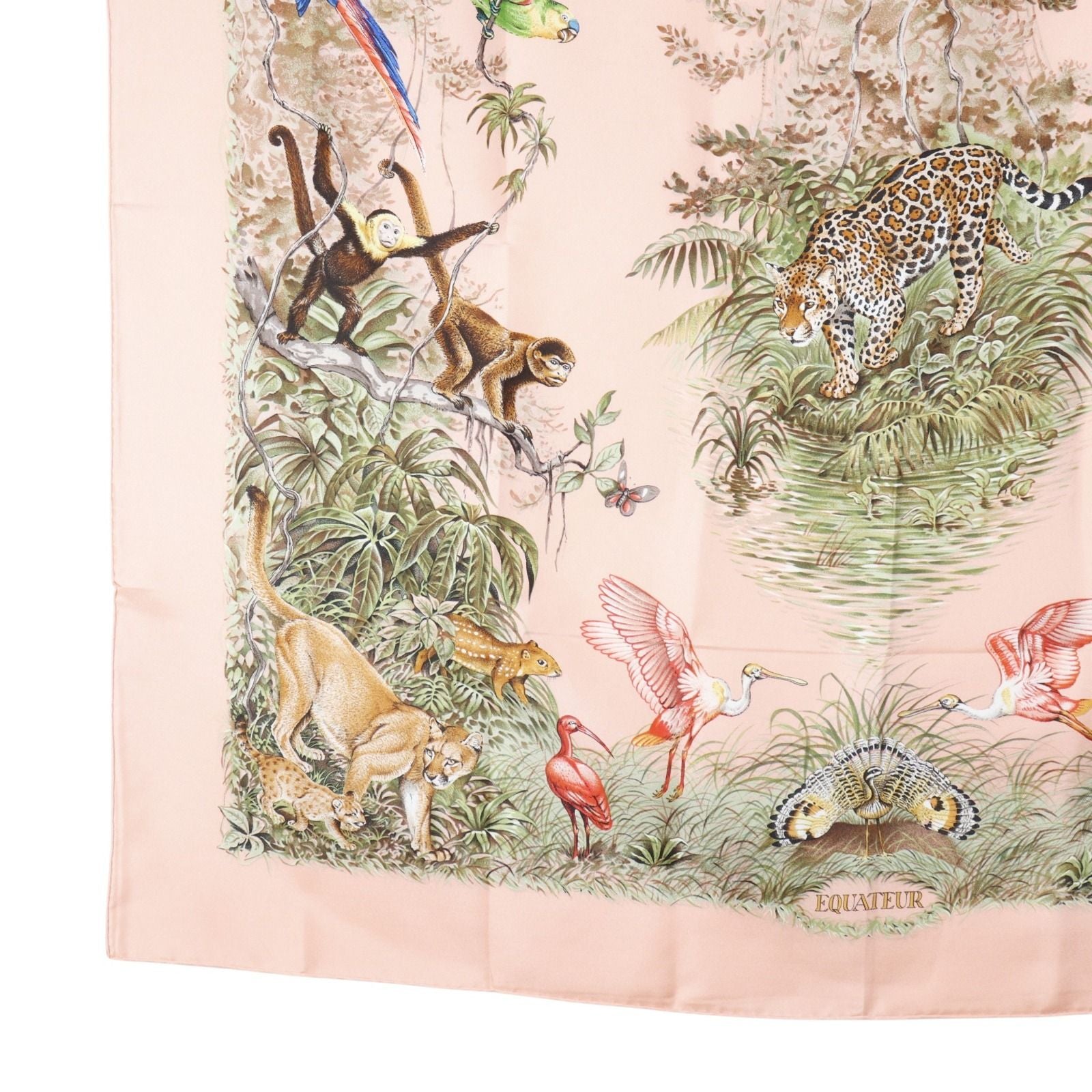 Hermes Carre 90 Equateur Red Directly Below the Road Silk Pink Scarf — view 4