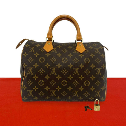 Louis Vuitton Vintage Speedy 30 Monogram Leather Mini Boston Bag Brown