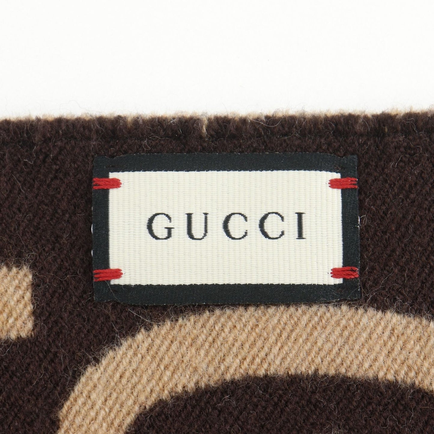 Gucci GG Jacquard Wool Silk Beige Scarf — view 5