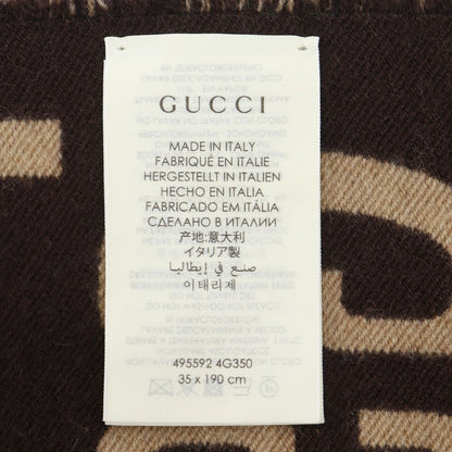 Gucci GG Jacquard Wool Silk Beige Scarf — view 6