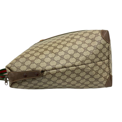 Gucci Vintage Sherry Line GG Logo Leather Tote Boston Bag Brown — view 5
