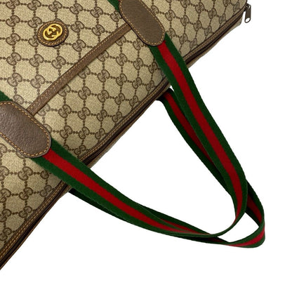 Gucci Vintage Sherry Line GG Logo Leather Tote Boston Bag Brown — view 4