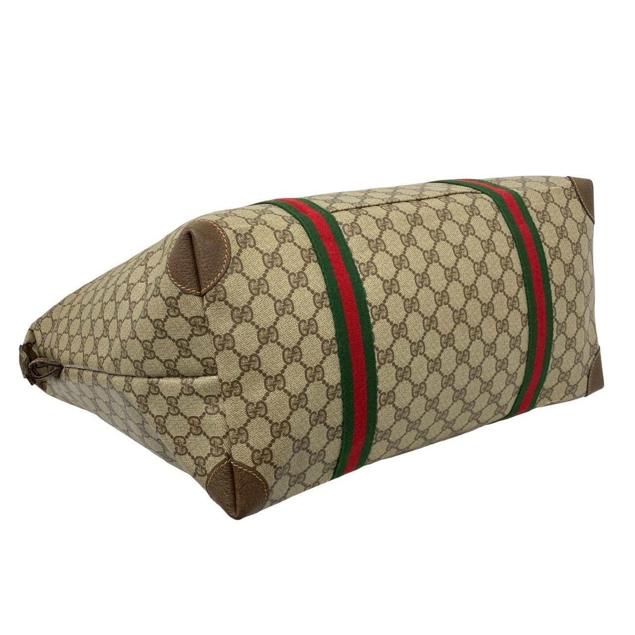 Gucci Vintage Sherry Line GG Logo Leather Tote Boston Bag Brown — view 7