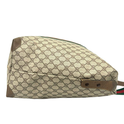 Gucci Vintage Sherry Line GG Logo Leather Tote Boston Bag Brown — view 6