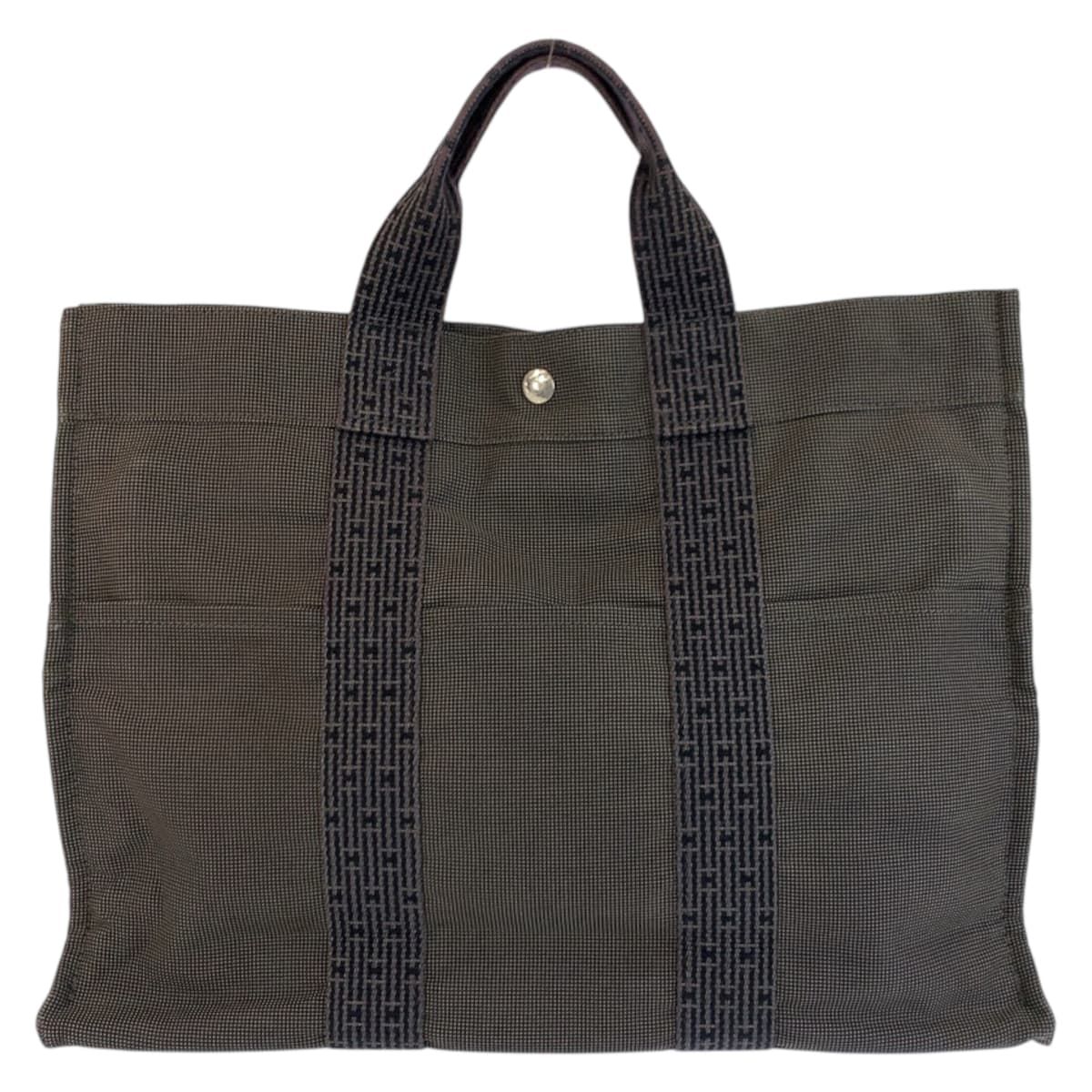 Hermes Her Line Gray Silver Polyamide Polyester Tote