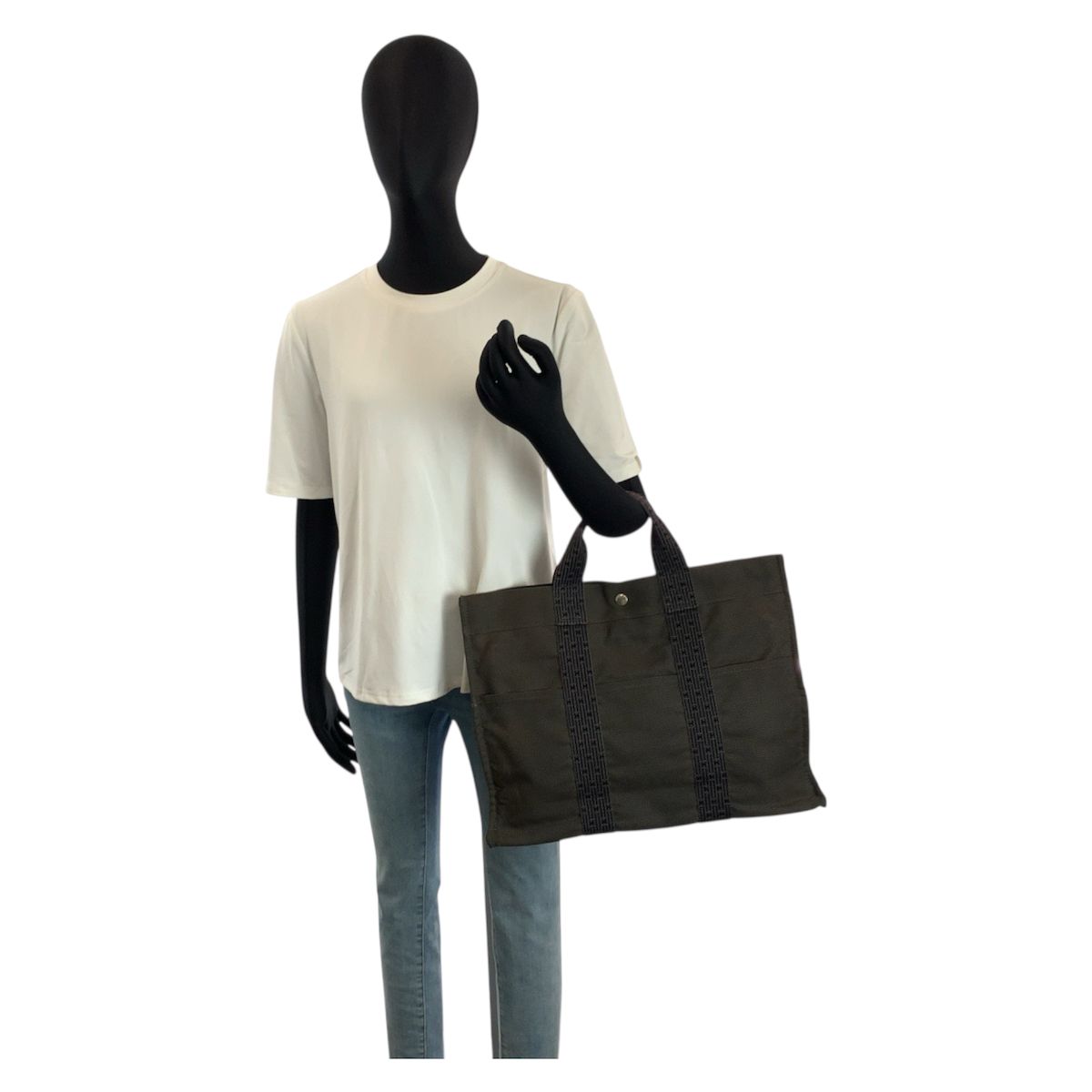 Hermes Her Line Gray Silver Polyamide Polyester Tote — view 7