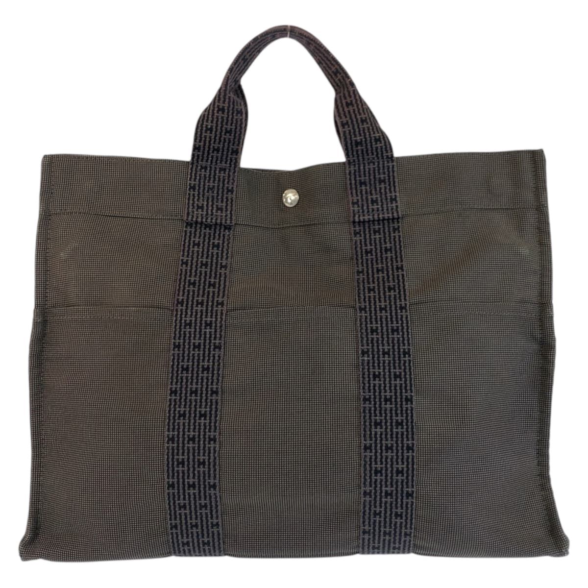 Hermes Her Line Gray Silver Polyamide Polyester Tote — view 2