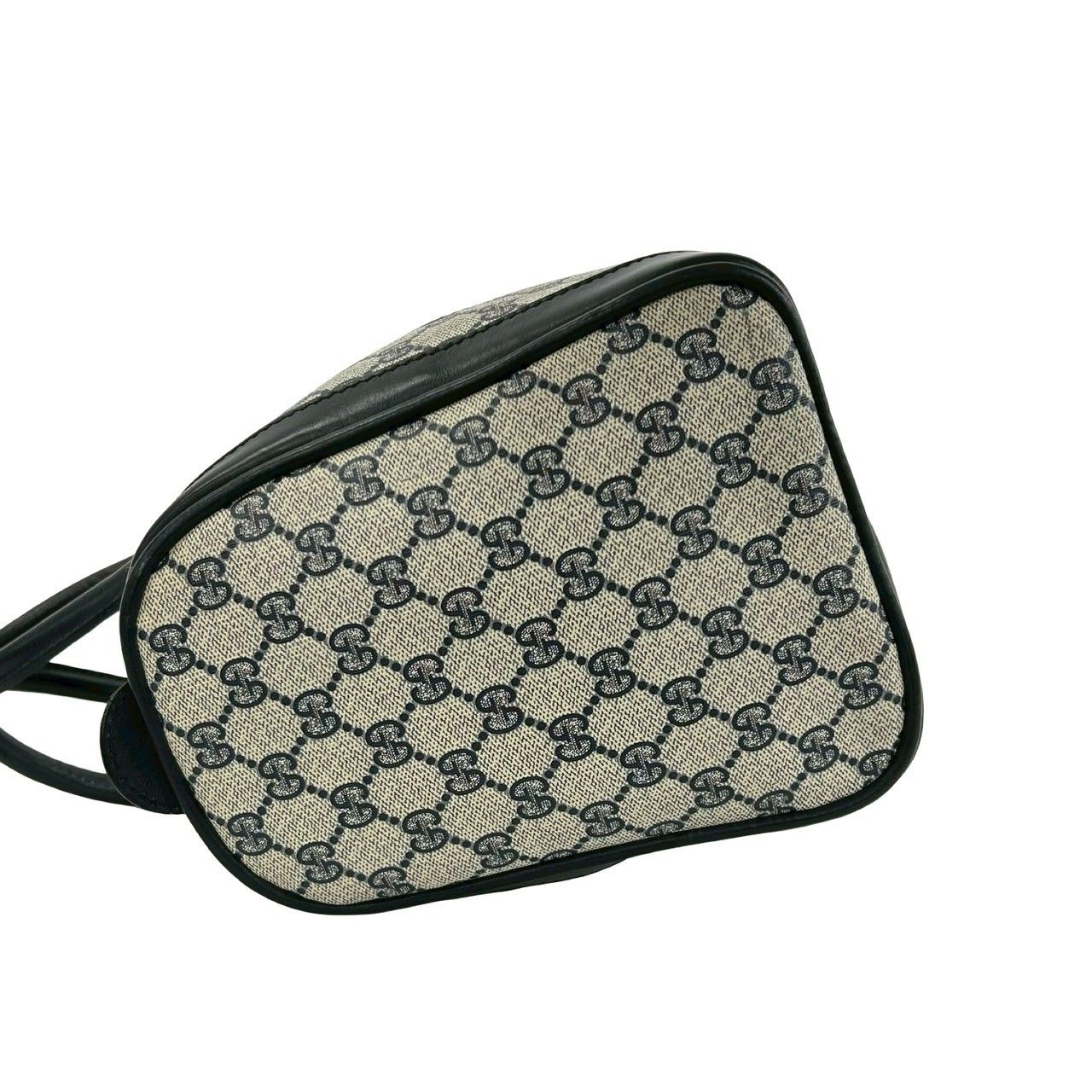 Gucci Vintage Sherry Line GG Logo Leather Mini Boston Bag Navy — view 5