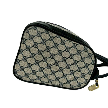 Gucci Vintage Sherry Line GG Logo Leather Mini Boston Bag Navy — view 6